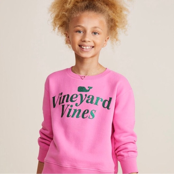Vineyard Vines Girl’s Relaxed Crewneck Pink Tea Rose Sweatshirt Size 10-12 Med - Picture 1 of 9